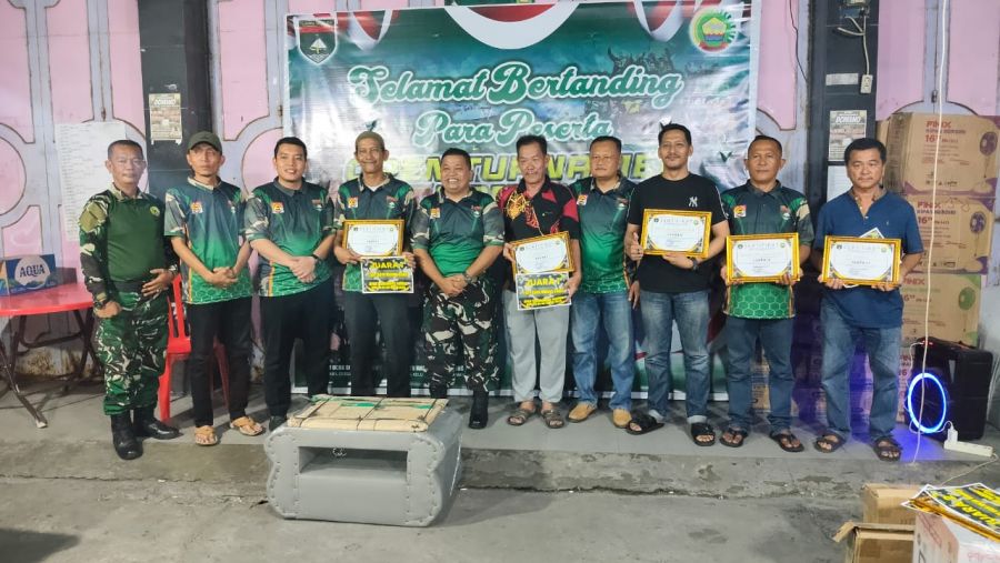 Danramil 05/Bukit Batu Tutup Open Turnamen Dumino HUT TNI ke-80