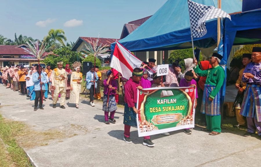 Desa Sukajadi Ikut dan Meriahkan Pawai Ta'aruf MTQ ke- 34 Kecamatan Bukit Batu