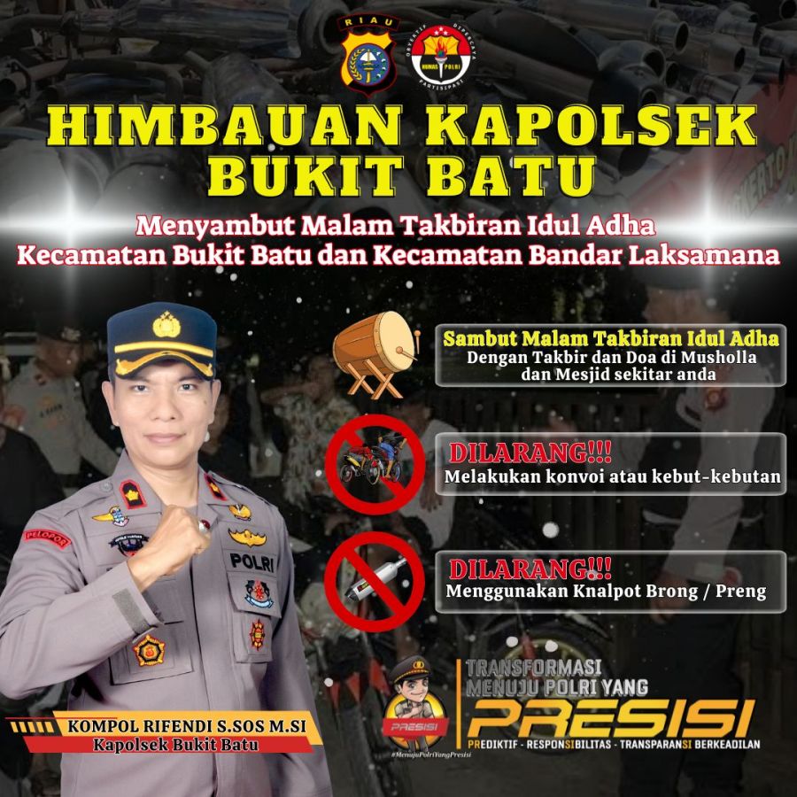 Kapolsek: Mari Jaga Ketertiban, tidak Konvoi dan Ugal-ugalan Saat Takbiran Nanti Malam