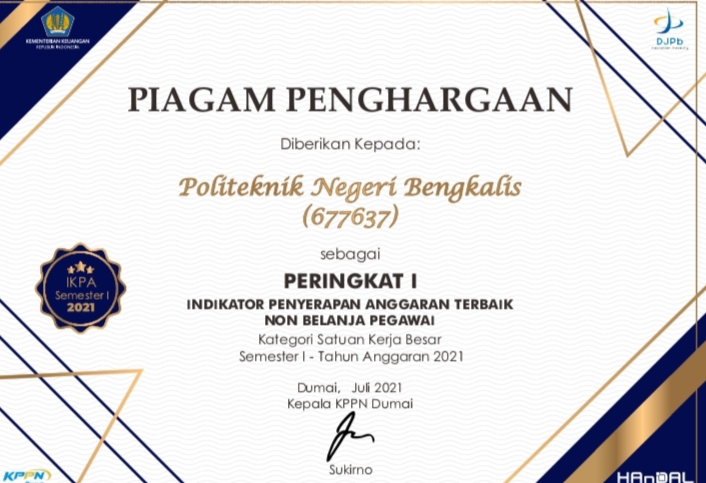 Polbeng Terima Penghargaan Satker Terbaik dari KPPN