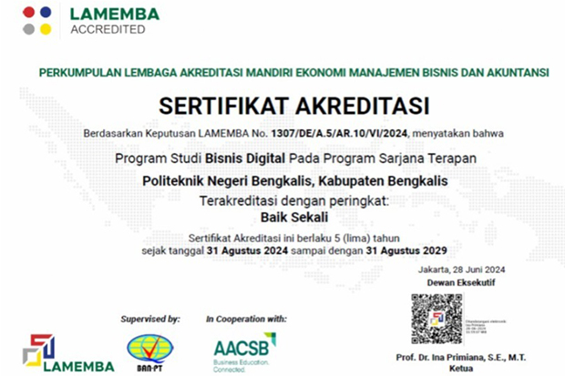 Program Studi Bisnis Digital Polbeng Raih Akreditasi “Baik Sekali”