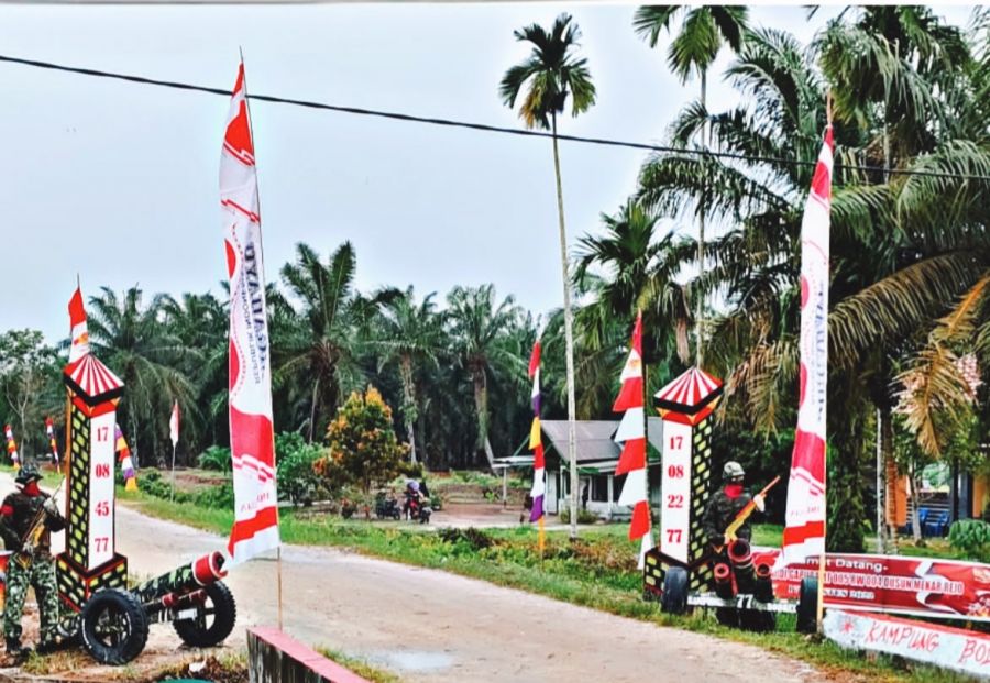 Sambut HUT RI ke- 77, Desa Sadar Jaya Gelar Lomba Gapura Kemerdekaan