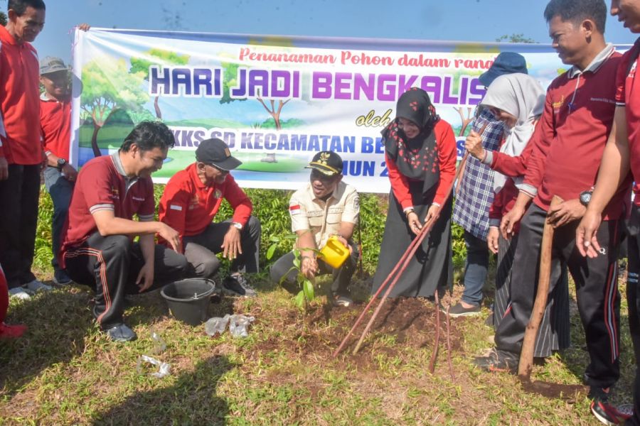 Sempena Menyambut Hari Jadi Bengkalis ke- 512, Dinas Pendidikan Gelar Aksi Penanaman Pohon