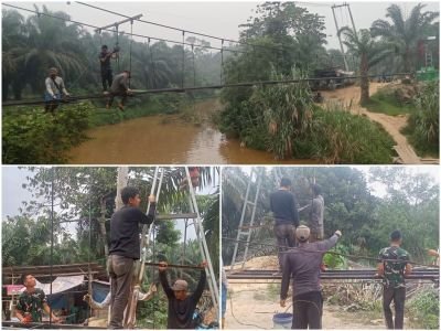 Kerja Sama TNI dan Masyarakat: Progres Hangar Jembatan Perintis Garuda di Keritang Hulu Lancar